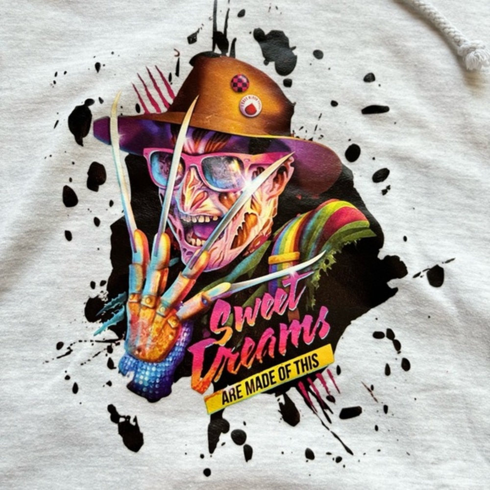 Freddy‎ Krueger Sweet Dreams Halloween Horror XL Heather Grey Hooded Sweatshirt